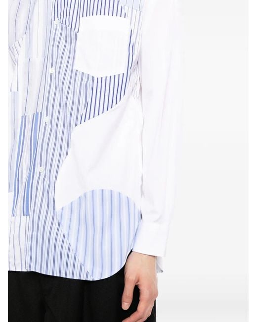 Comme des Garçons White Patchwork Striped Shirt for men