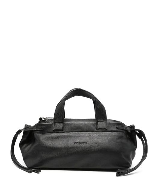 Vic Matié Black Drawstring Leather Tote Bag
