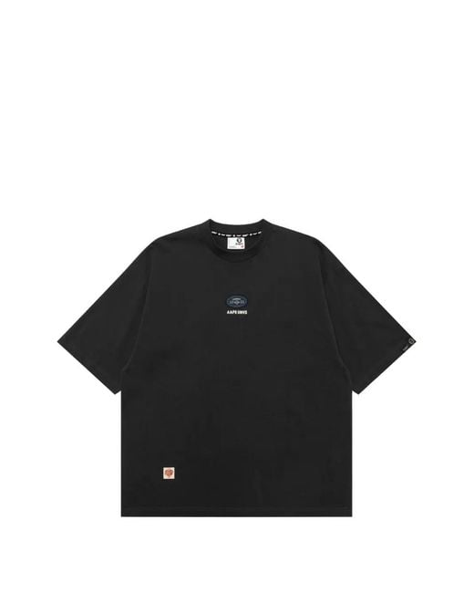 Aape By A Bathing Ape Black Logo-Print Cotton T-Shirt for men