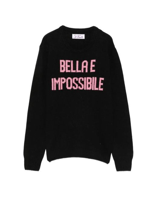 Mc2 Saint Barth Black Intarsia-Knit Sweater