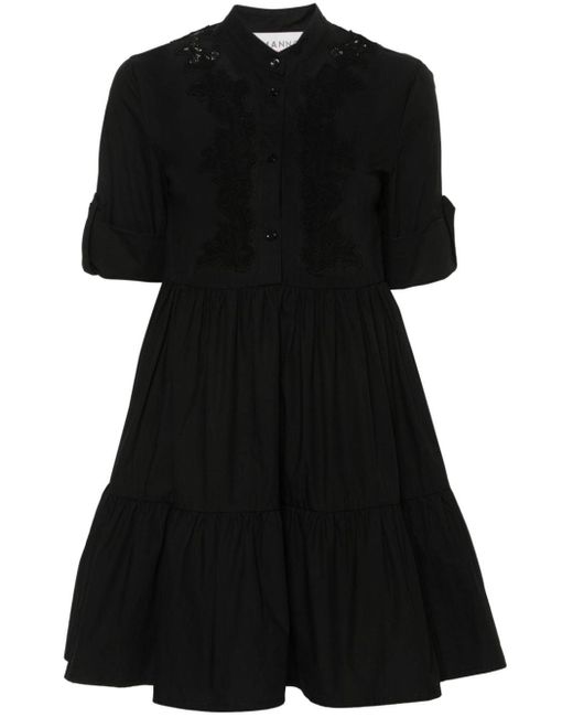 ERMANNO FIRENZE Black Lace-detail Cotton Dress