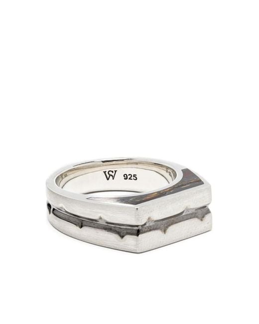 Stephen Webster White Sterling Thorn Addiction Malachite Ring for men