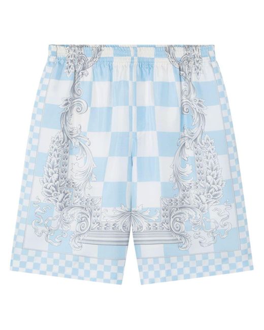 Versace Shorts aus Seide mit Barocco-Print in Blue für Herren