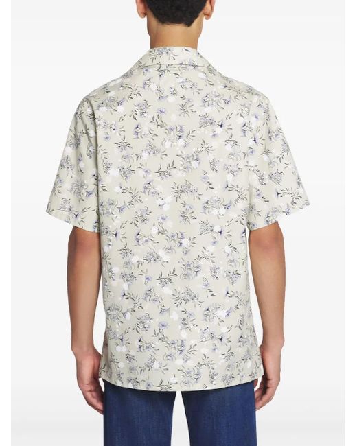 Lanvin White Short-Sleeved Shirt With All-Over Floral Print for men