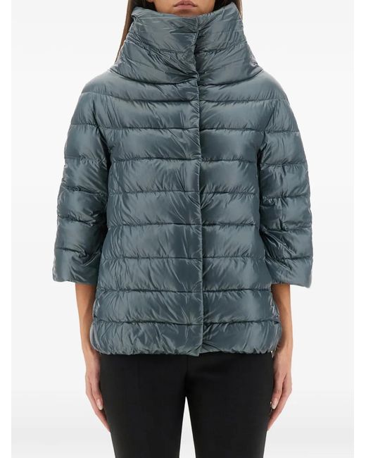 Herno Blue Aminta Funnel-Neck Three-Quarter-Sleeves Jacket
