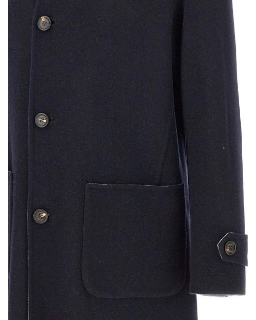 Eleventy Blue Classic-Collar Wool Coat for men
