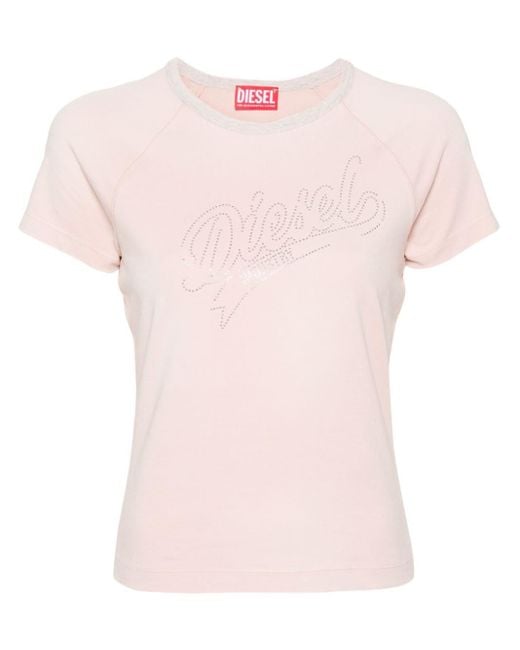 DIESEL T-shirt Met Stras in het Pink