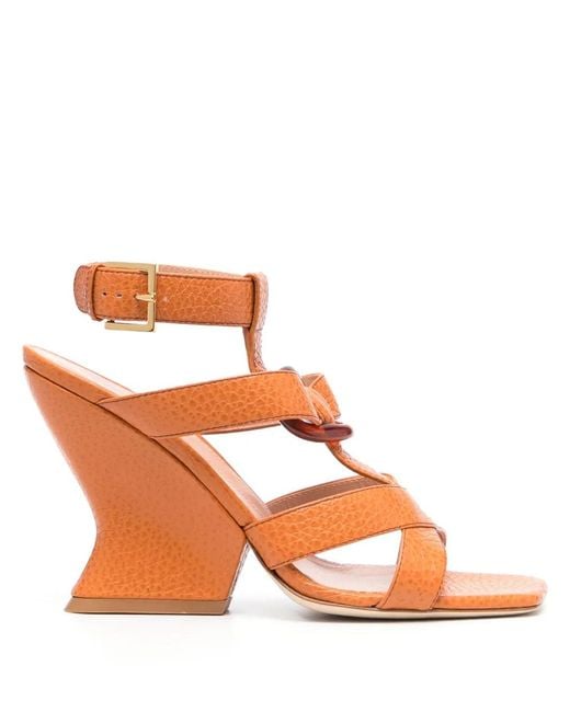 Alberta Ferretti Orange Sandales En Cuir À Brides 105 Mm