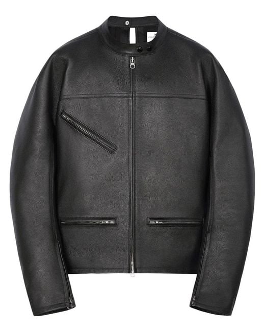 Courreges Black Racer Buckle Leather Jacket for men