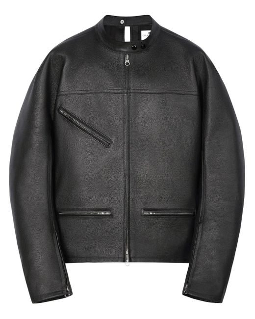 Courreges Black Racer Buckle Leather Jacket for men