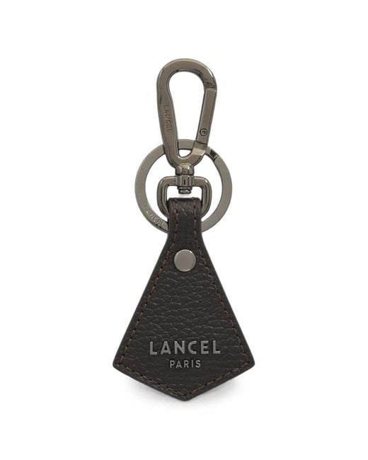 Lancel Black Pyramid Grained-Leather Keyring for men