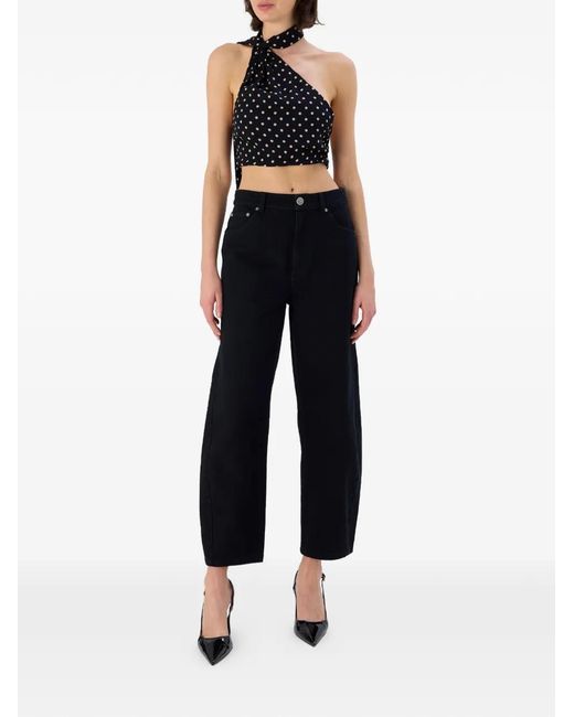 Occleus Black Polka Halter-Neck Top
