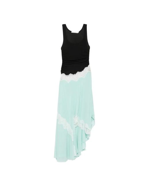 Christopher Esber Blue Lace-Trim Gathered Dress