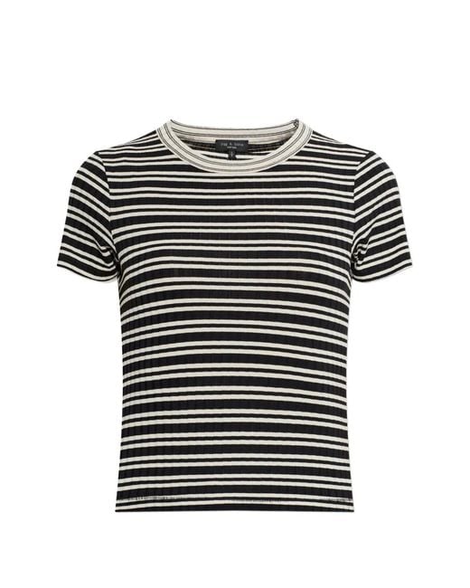 Rag & Bone Black Striped Ribbed T-Shirt