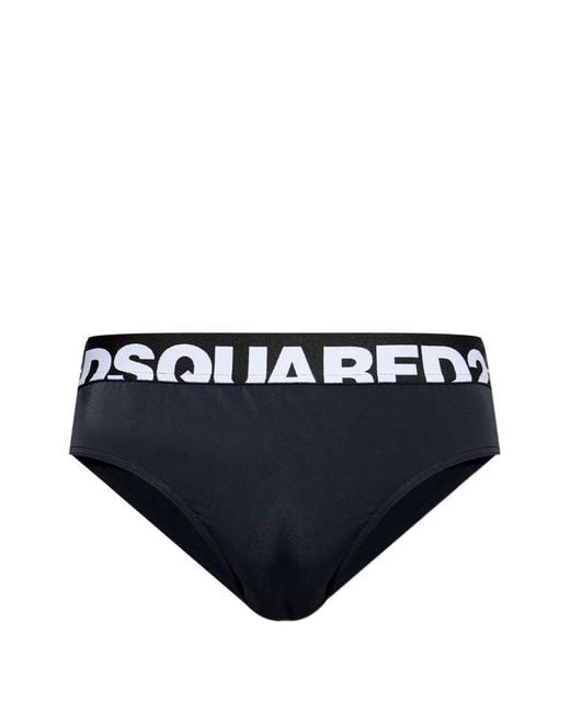 DSquared² Blue Logo-Waistband Swimming Briefs for men