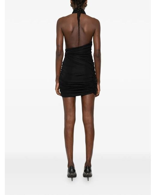 ANDAMANE Black Halter-Neck Gathered Mini Dress