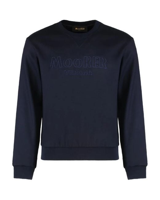 Moorer Blue Marten-Jt Embroidered Sweatshirt for men