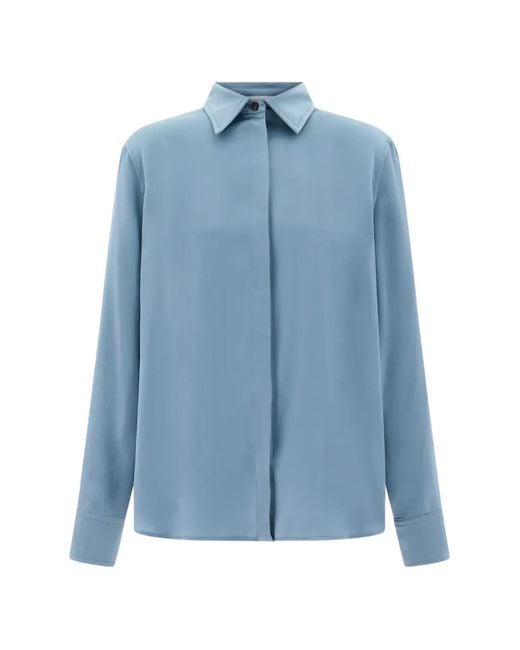 Ferragamo Blue Chemise En Soie