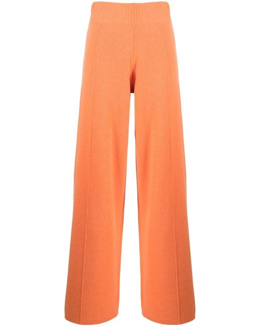 Pringle of Scotland Orange High-Waisted Knitted Trousers