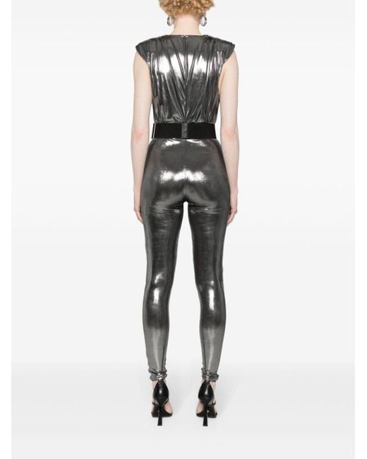 Elisabetta Franchi Geplooid Jumpsuit Met Ceintuur in het Gray