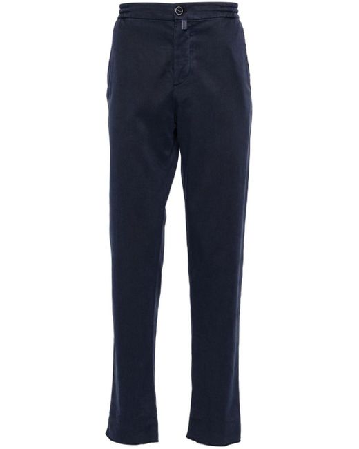 Pantalones chino ajustados con cinturilla elástica Kiton de hombre de color Blue