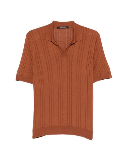 Tagliatore Brown T-Shirt Darnel À Design Côtelé for men