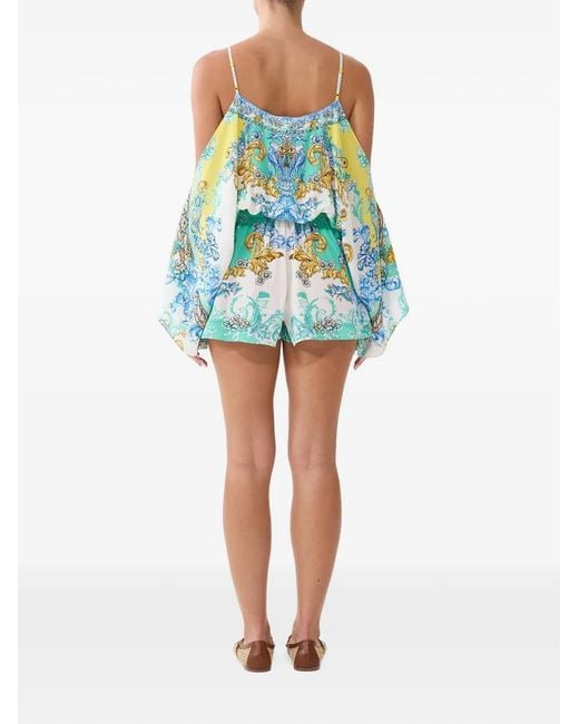 Camilla Blue Drop-Shoulder Playsuit