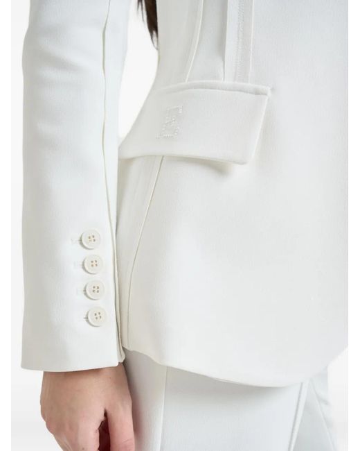 Elisabetta Franchi White Notched Lapels Buttoned Blazer