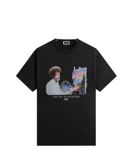Kith Black X Bob Ross Joy Of Painting Portrait T-Shirt for men