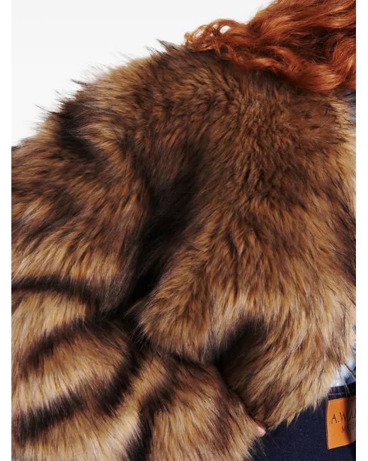 A.W.A.K.E. MODE Brown Faux-Fur Cropped Jacket