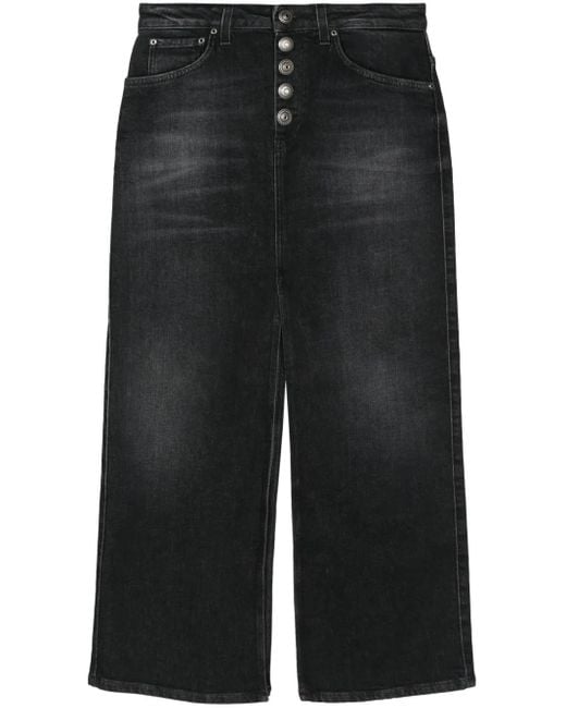 Dondup Black Denim Midi Skirt