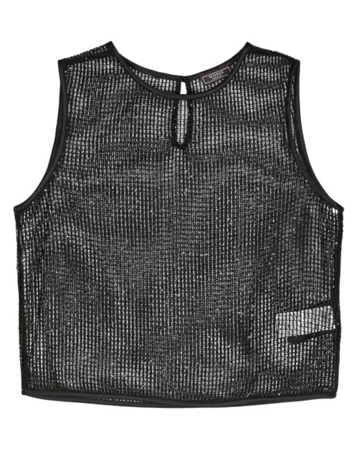 Peserico Black Sequinned Open-Knit Top