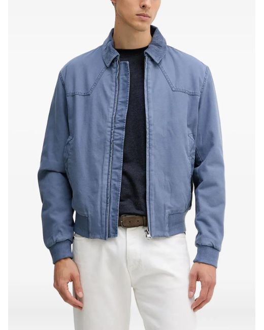 Benetton Katoenen Jack Met Ribfluwelen Kraag in het Blue voor heren