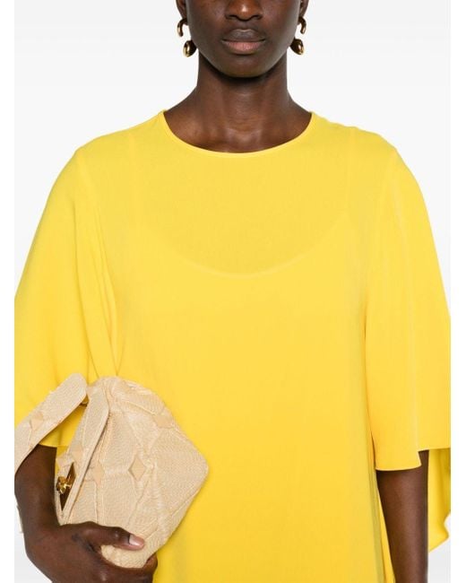 Max Mara Yellow Batwing-sleeves Midi Dress