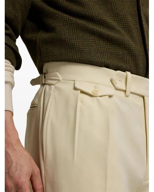 Ralph Lauren Natural Pleated Wool Trousers for men