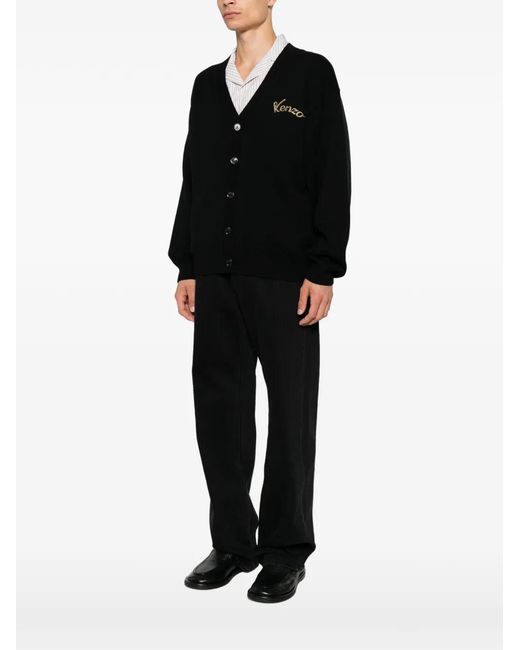 KENZO Black Beaded Tiger-Motif Cardigan for men