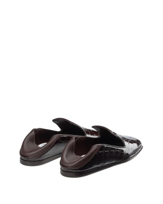 Jimmy Choo Brown Eliot Crocodile-Effect Ballet Flats