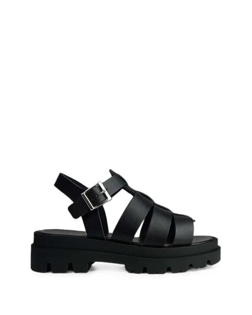 Altercore Black Elio Buckle-Fastening Caged Sandals