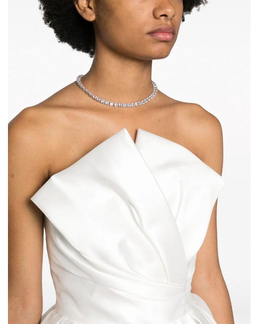 Alberta Ferretti White Strapless Layered Gown Dress