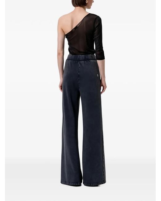 Fracomina Blue Crystal-Embellished Drawstring-Waist Trousers