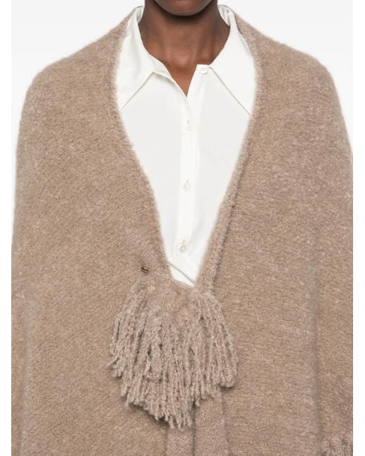 Chiara Is Natural Fringed-Hem Cape
