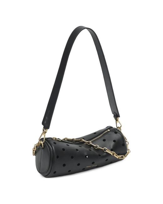 MANU Atelier Black Mini Cylinder Perforated Shoulder Bag