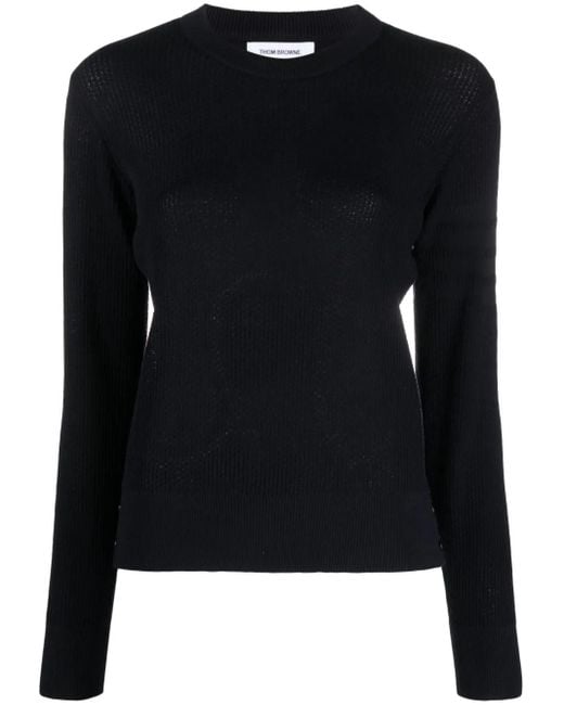 Thom Browne Black Crew-Neck Virgin Wool Jumper