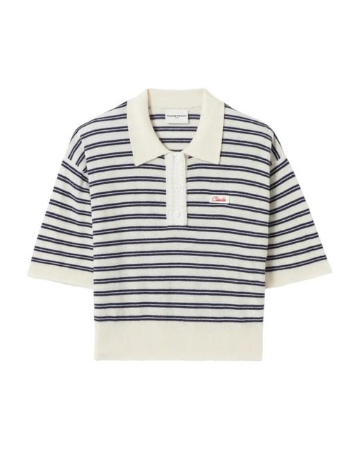 Claudie Pierlot Gray Striped Knit Polo