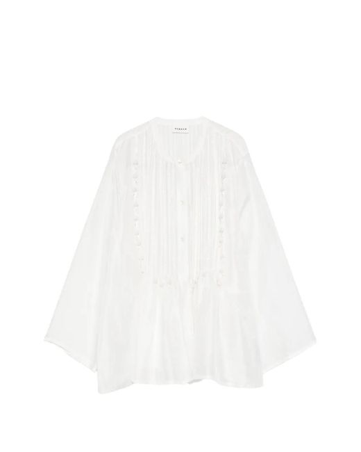 P.A.R.O.S.H. White Beaded Pleated Blouse