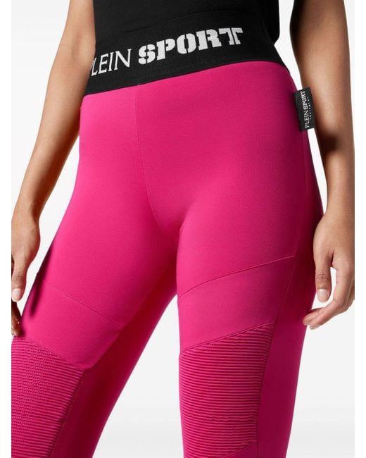 Philipp Plein Pink Logo-waistband leggings