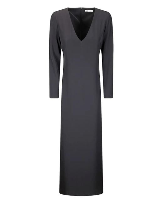 Stefano Mortari Maxi-Jurk Met V-Hals En Lange Mouwen in het Black