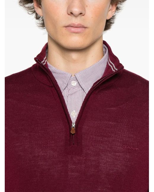 Gant Red Fine-Knit Merino Sweater for men