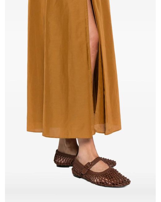 Loulou de Saison Brown Carmen Split-Front Midi Skirt