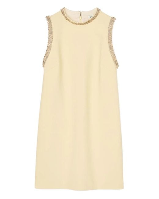 Sandro Natural Short Dress With Rhinestone Details